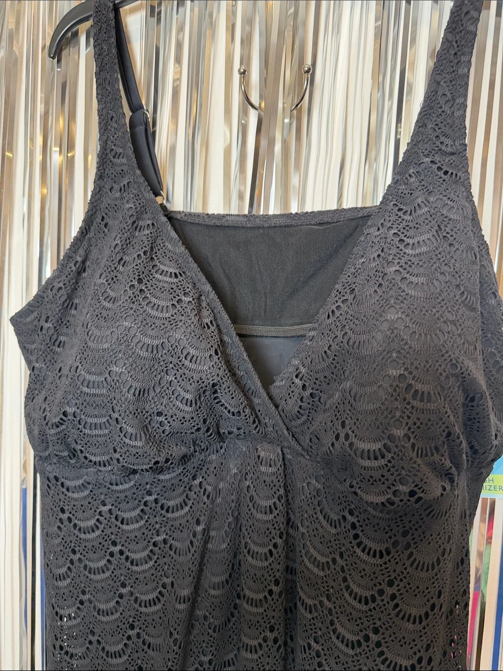 Swim Solutions Black Lace One-Piece Swimdress 24W NEW - Picture 4 of 7